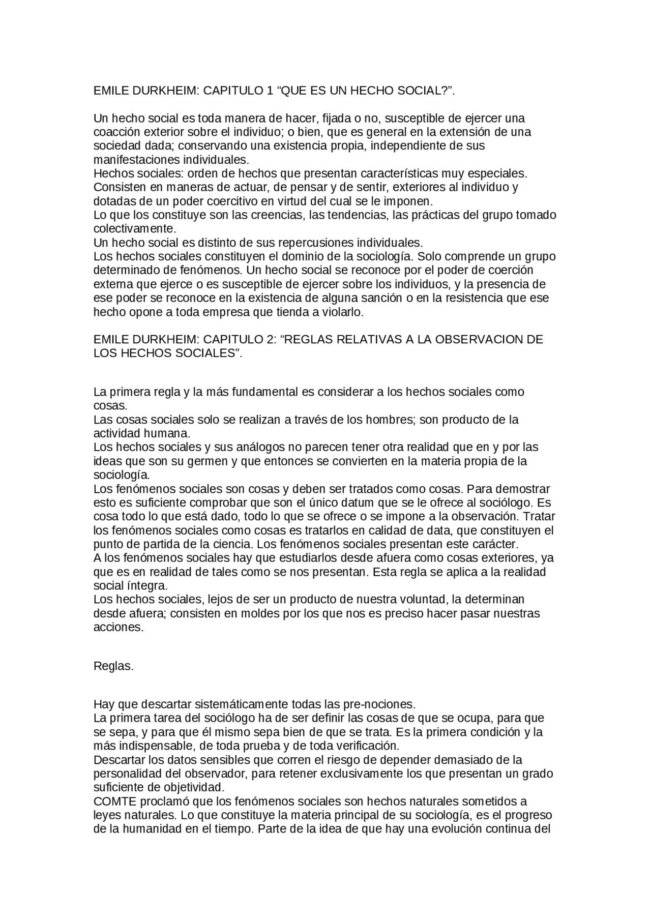 Durkheim Que Es Un Hecho Social Resumen Docsity