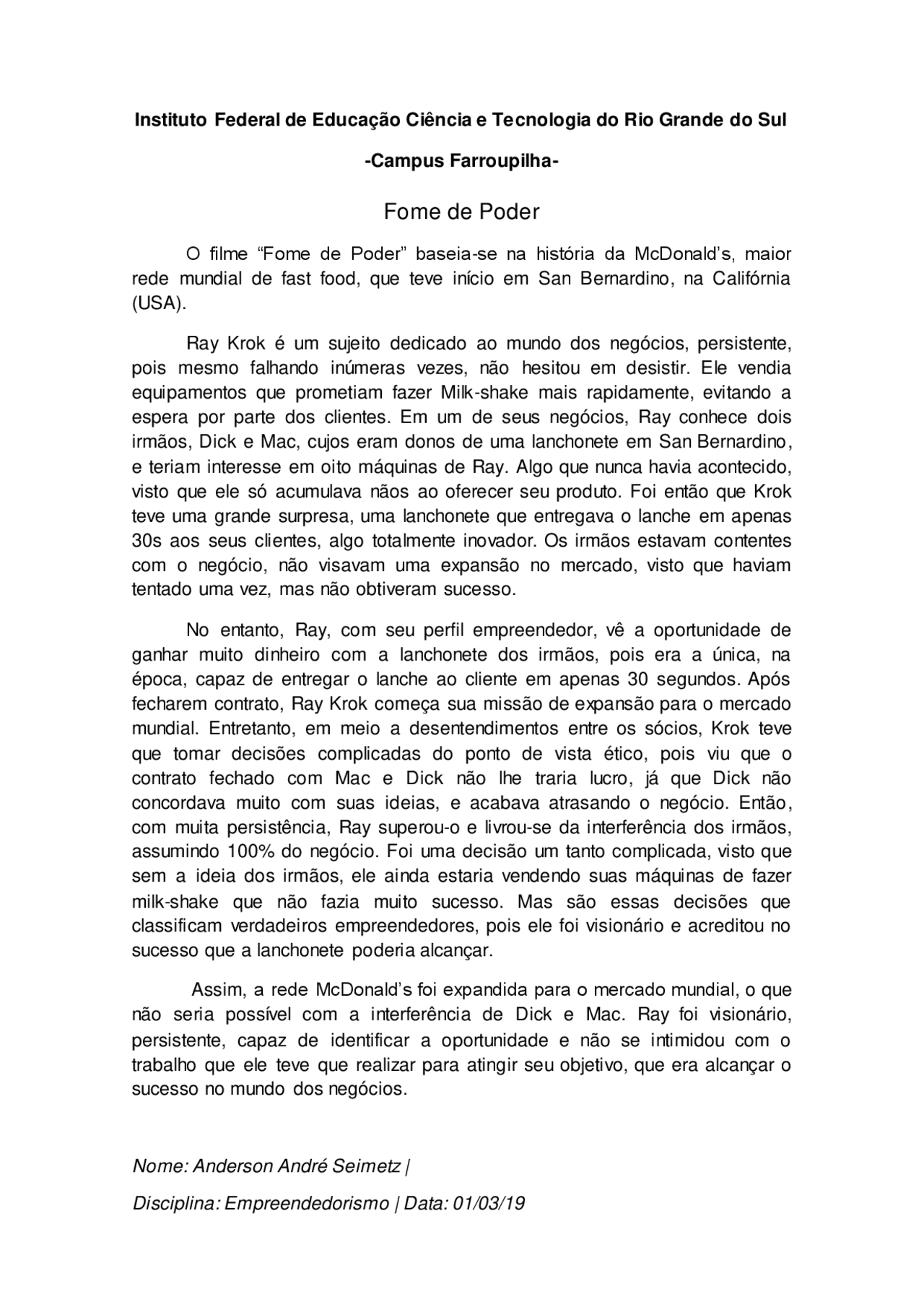 Fome De Poder Resenha Docsity