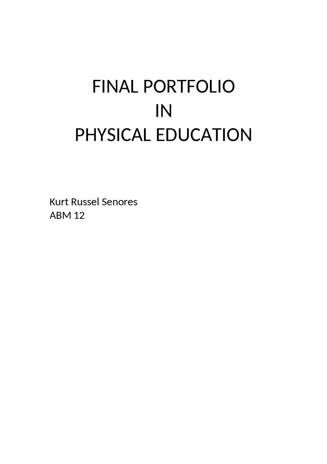 Portfolio Pe Example Portfolio physical education - Docsity