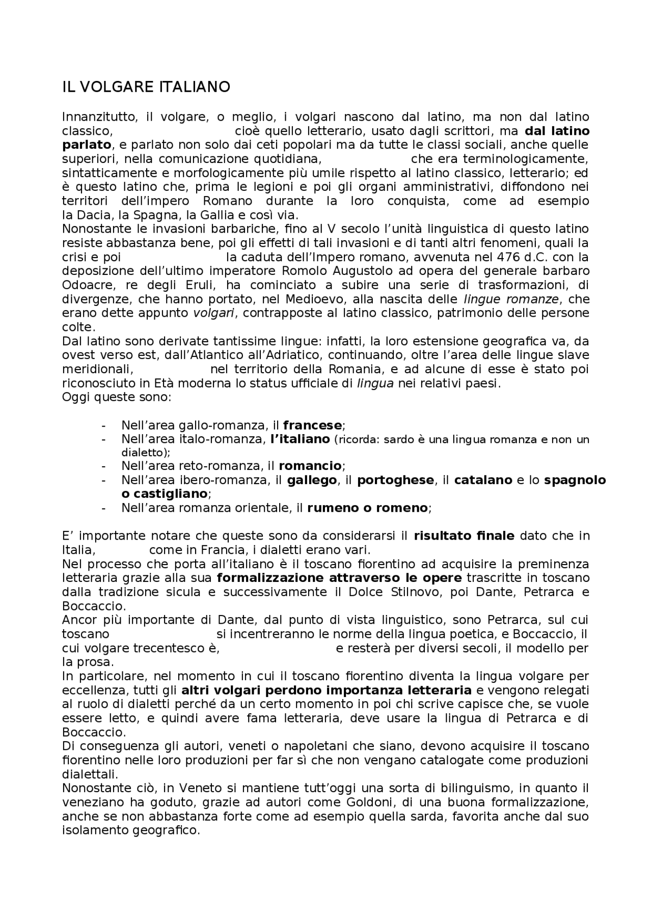 La nascita del volgare italiano Docsity