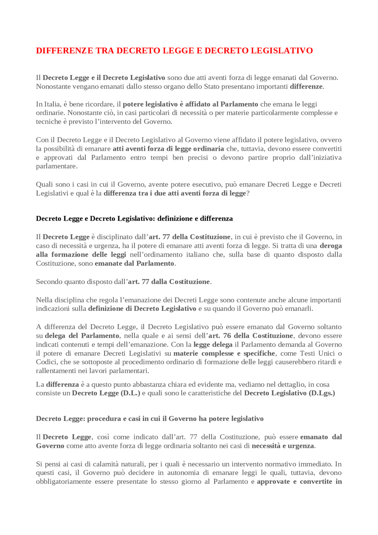 Decreto legge e decreto legislativo Docsity Decreto legge e decreto legislativo Docsity