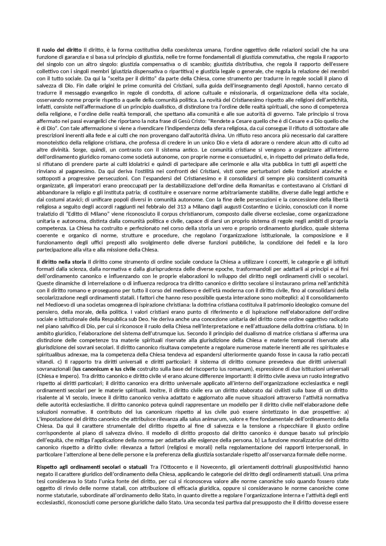 Canonico Prima Parte Appunti di Diritto Canonico Docsity