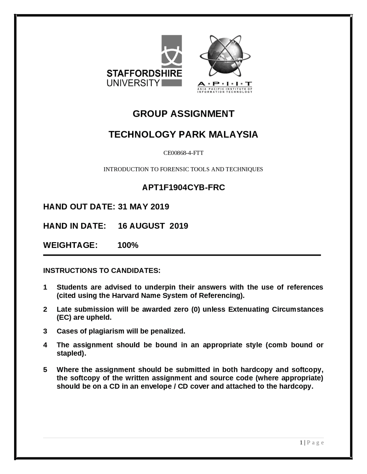 FTT Assignment Asia Pacific University - Docsity