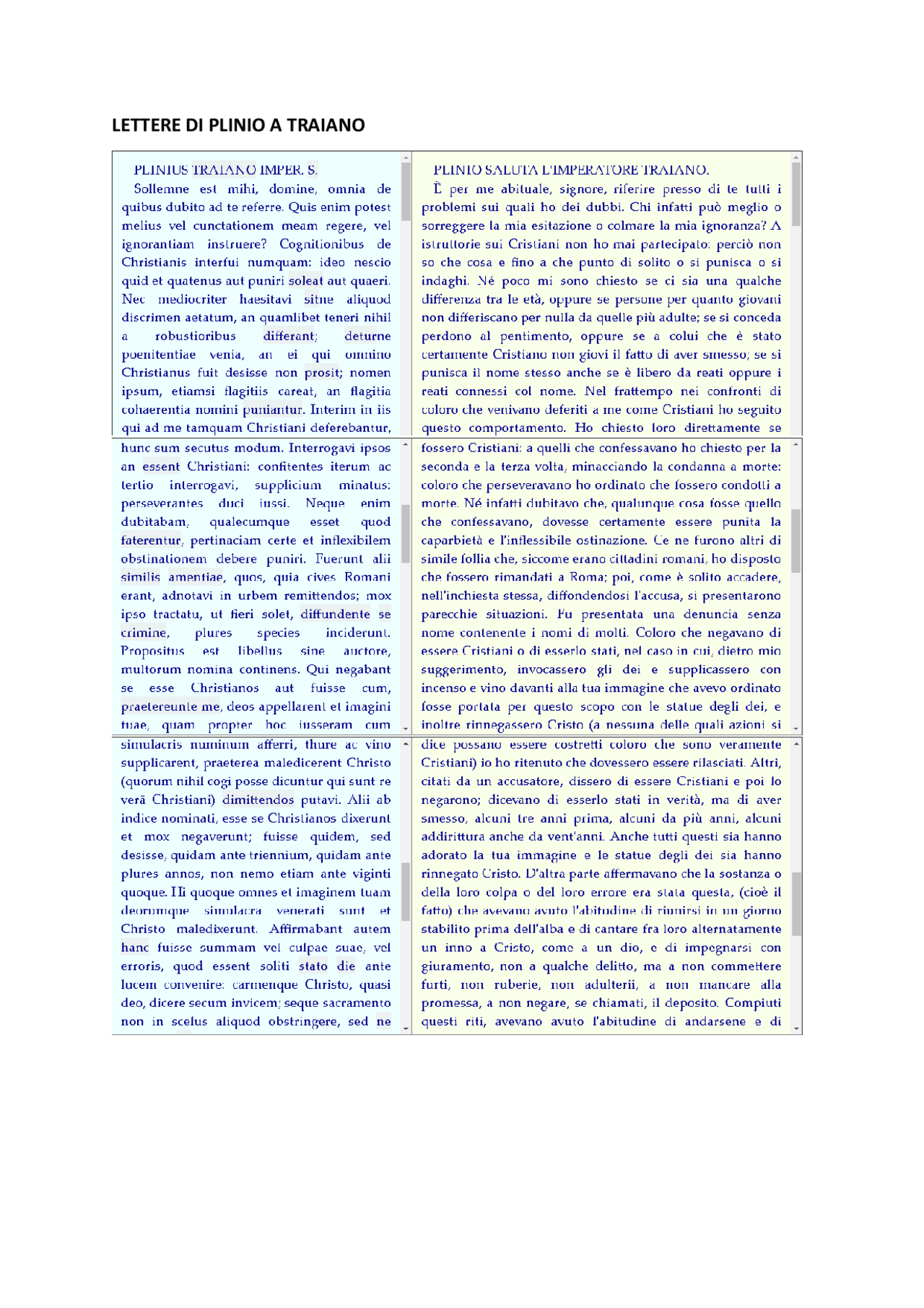 Lettera di plinio a traiano Docsity