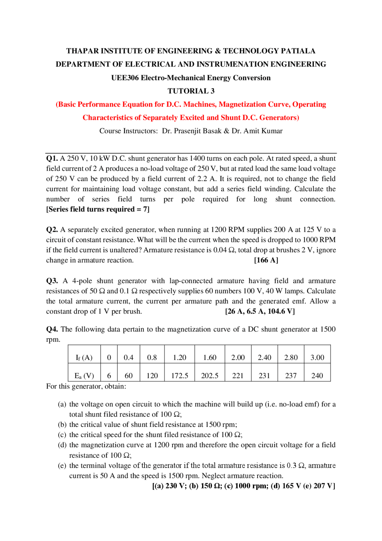Basic Performance Equation for D.C. Machines, Magnetization Curve ...