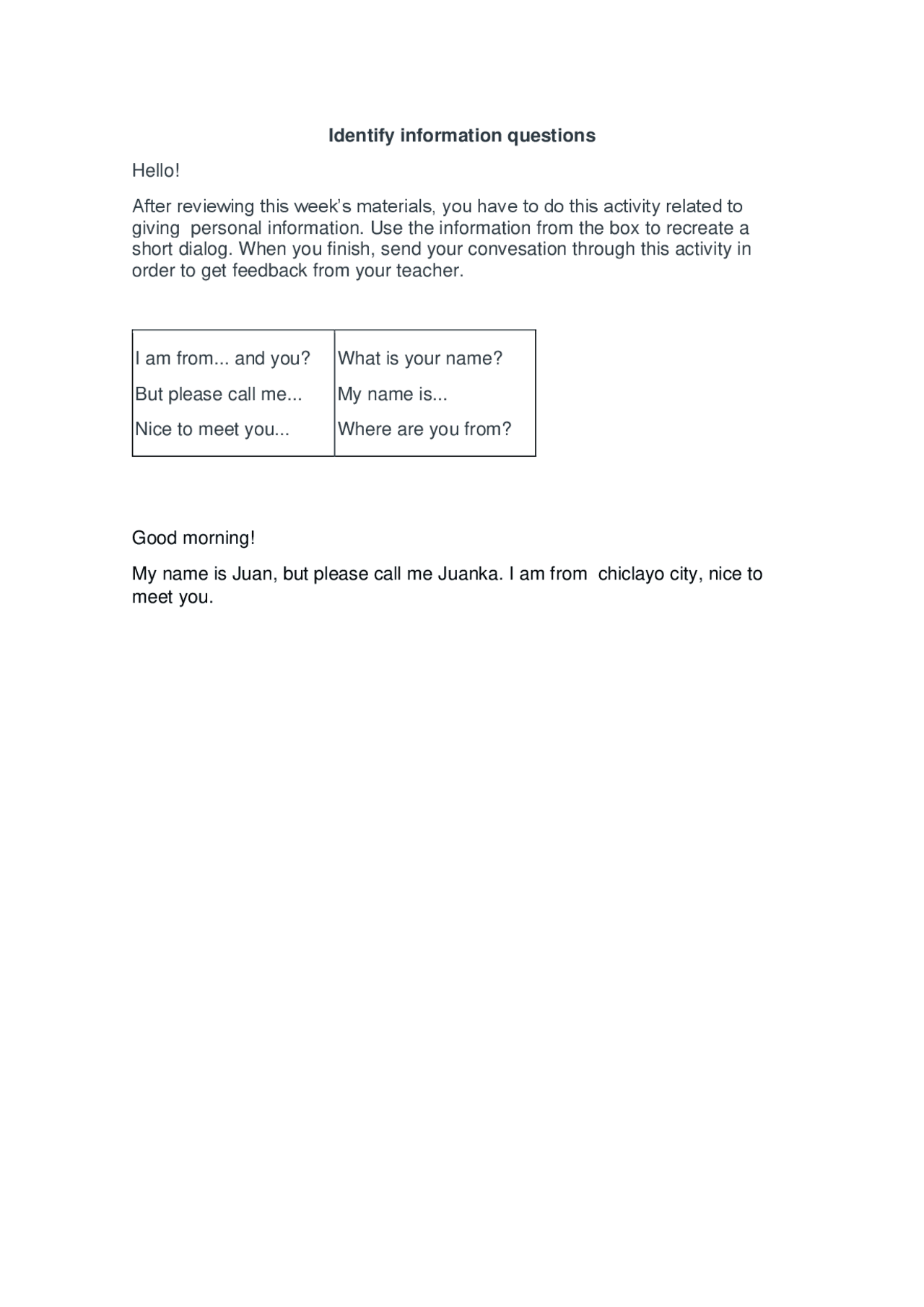 Identify information questions - Docsity