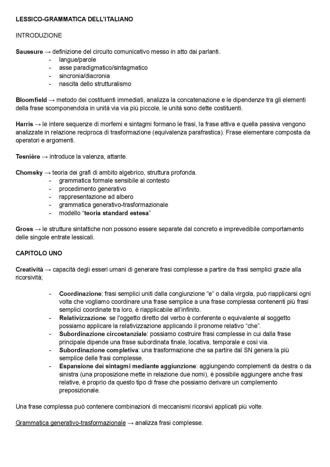 Lessico-grammatica dell'italiano - Riassunto - Docsity