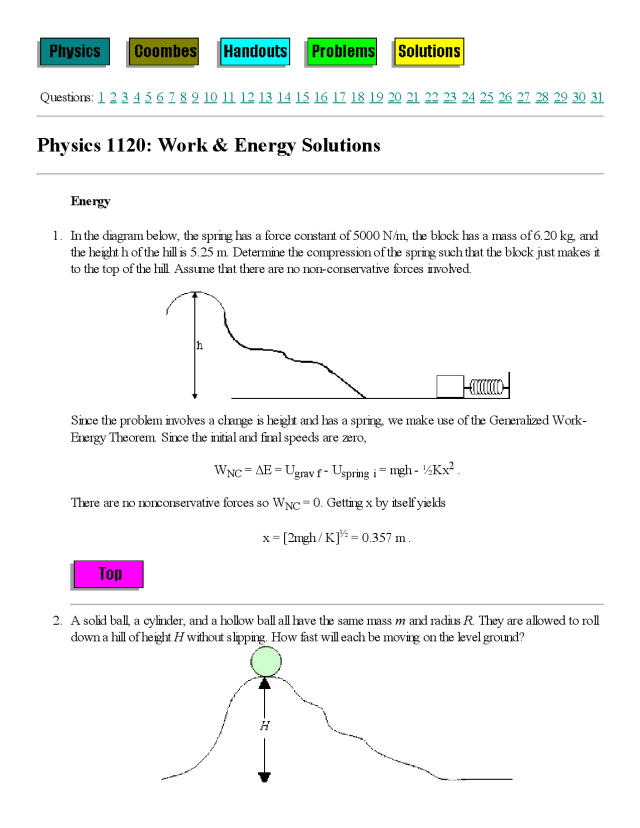 Work and Energy Problems and Solutions | Lecture notes Physics | Docsity