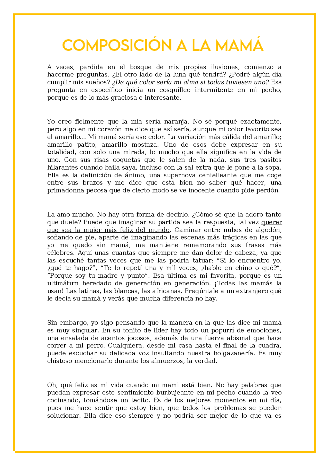 Composición a la mami - Docsity