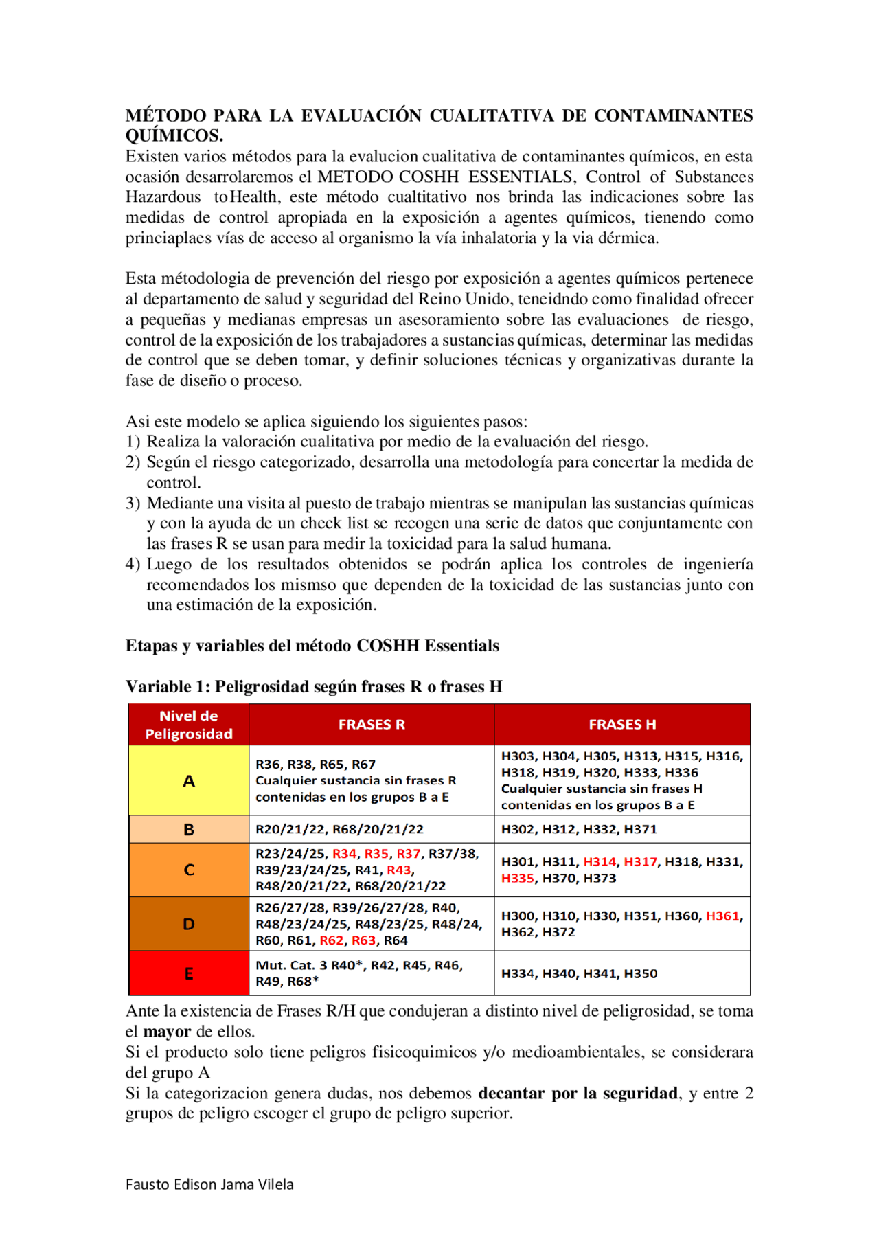 METODO COSHH ESSENTIALS | Apuntes de Seguridad en el Lugar de Trabajo ...
