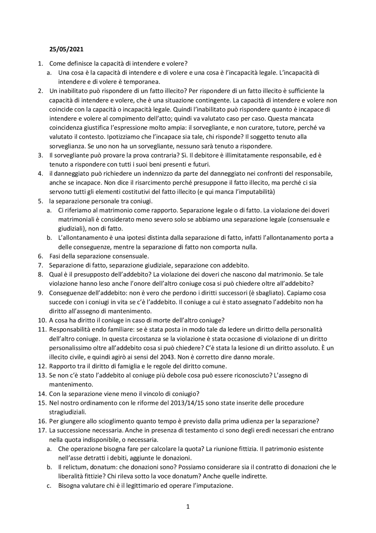 Domande e risposte per l'esame: sintesi - Docsity