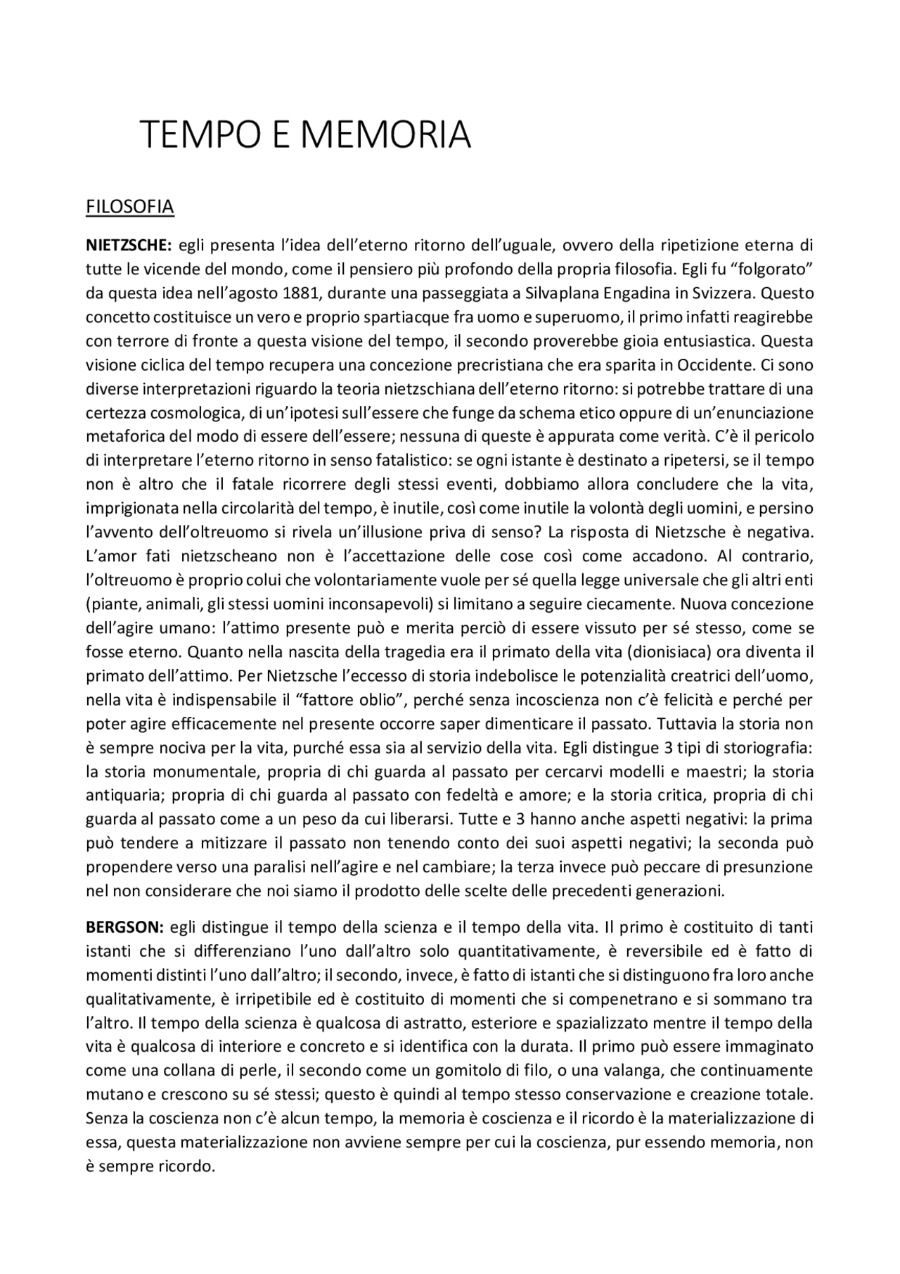 TESINA TEMPO E MEMORIA Tesine di Maturità di Filosofia Docsity TESINA TEMPO E MEMORIA Tesine di Maturità di Filosofia Docsity