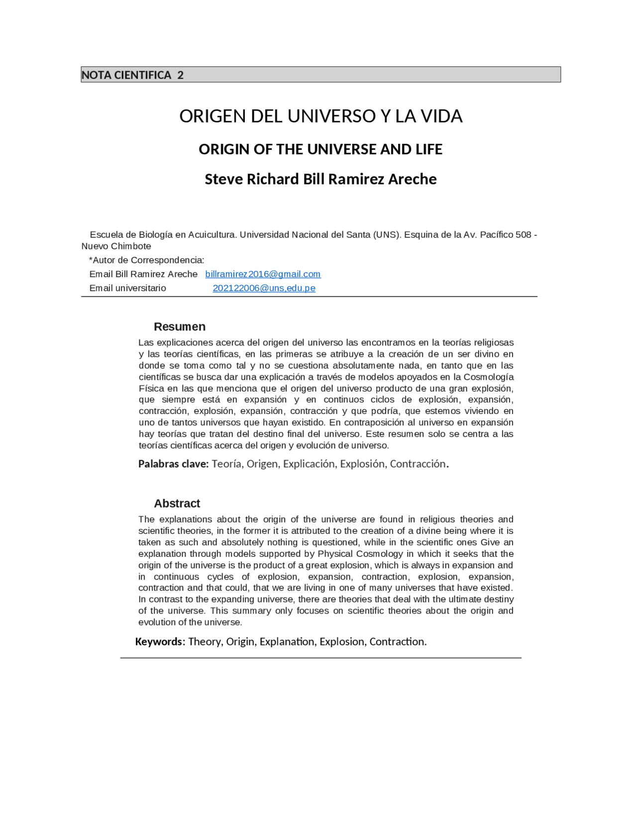 El origen de la vida - Docsity