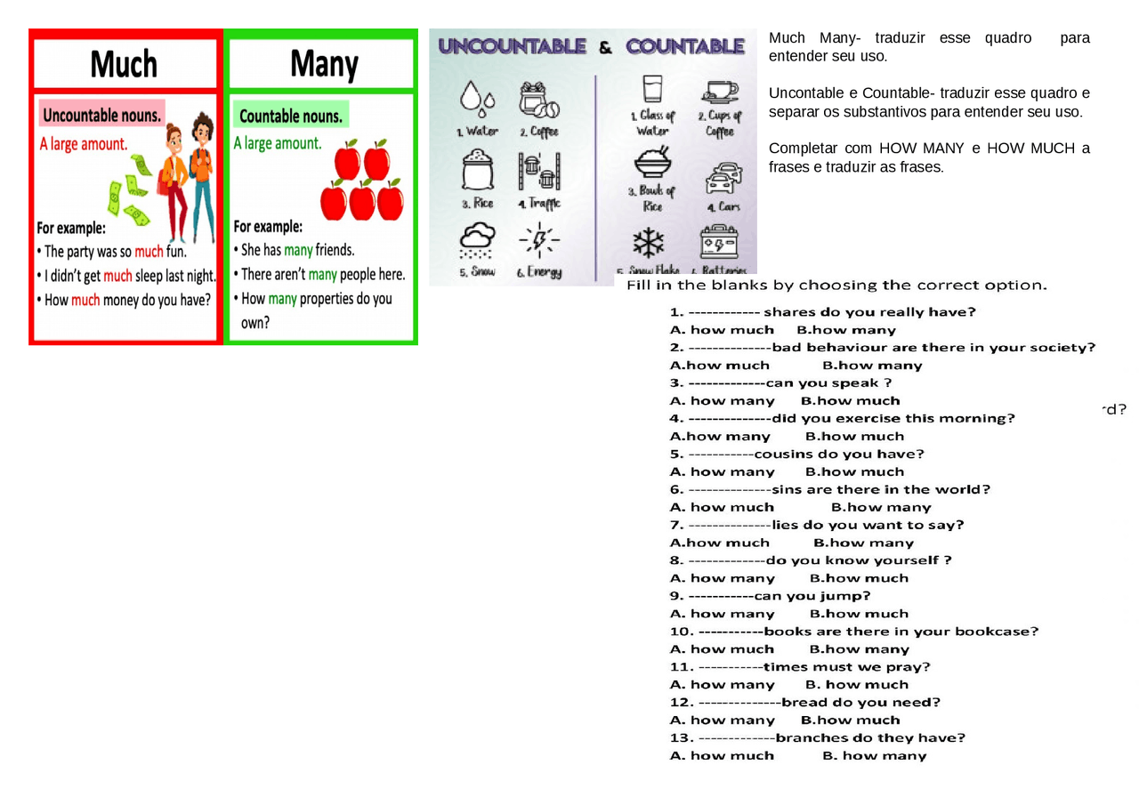 Much Many Questions HOW MUCH AND HOW MANY - Docsity