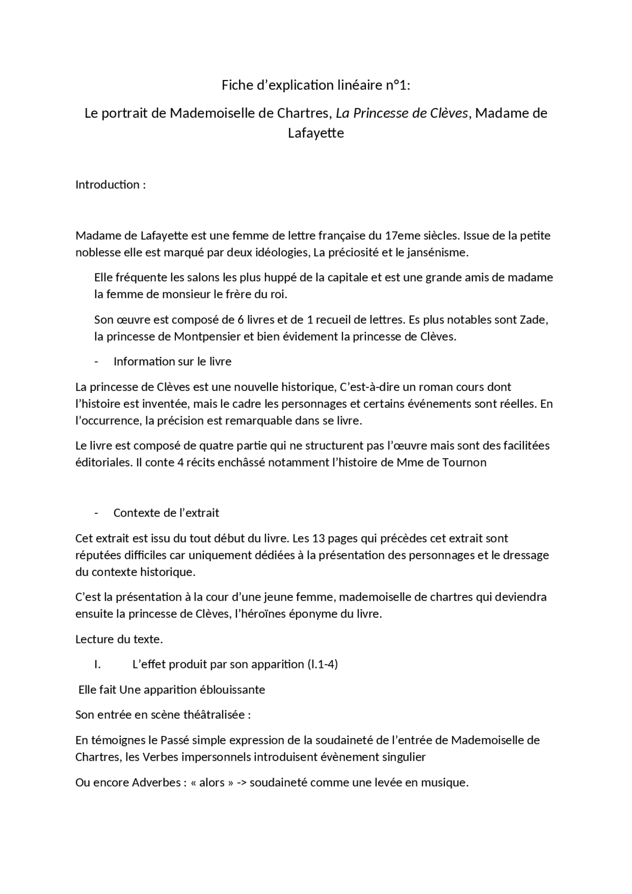 Portrait De Mlle De Chartres Analyse Linéaire Explication linéaire du portraits de mademoiselle de chartre | Notes  Français | Docsity
