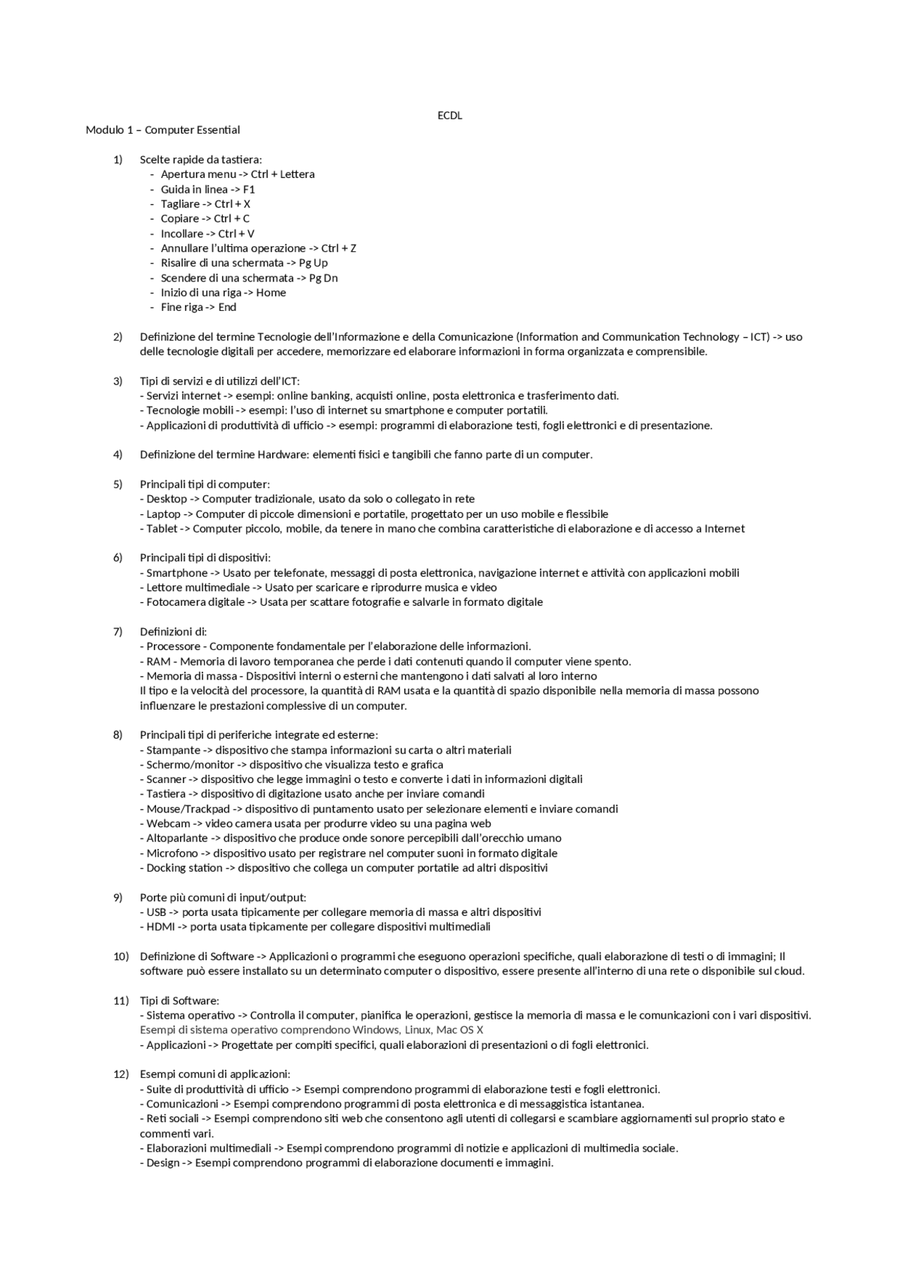 ECDL - patente informatica MODULO 1 | Schemi e mappe concettuali di ...