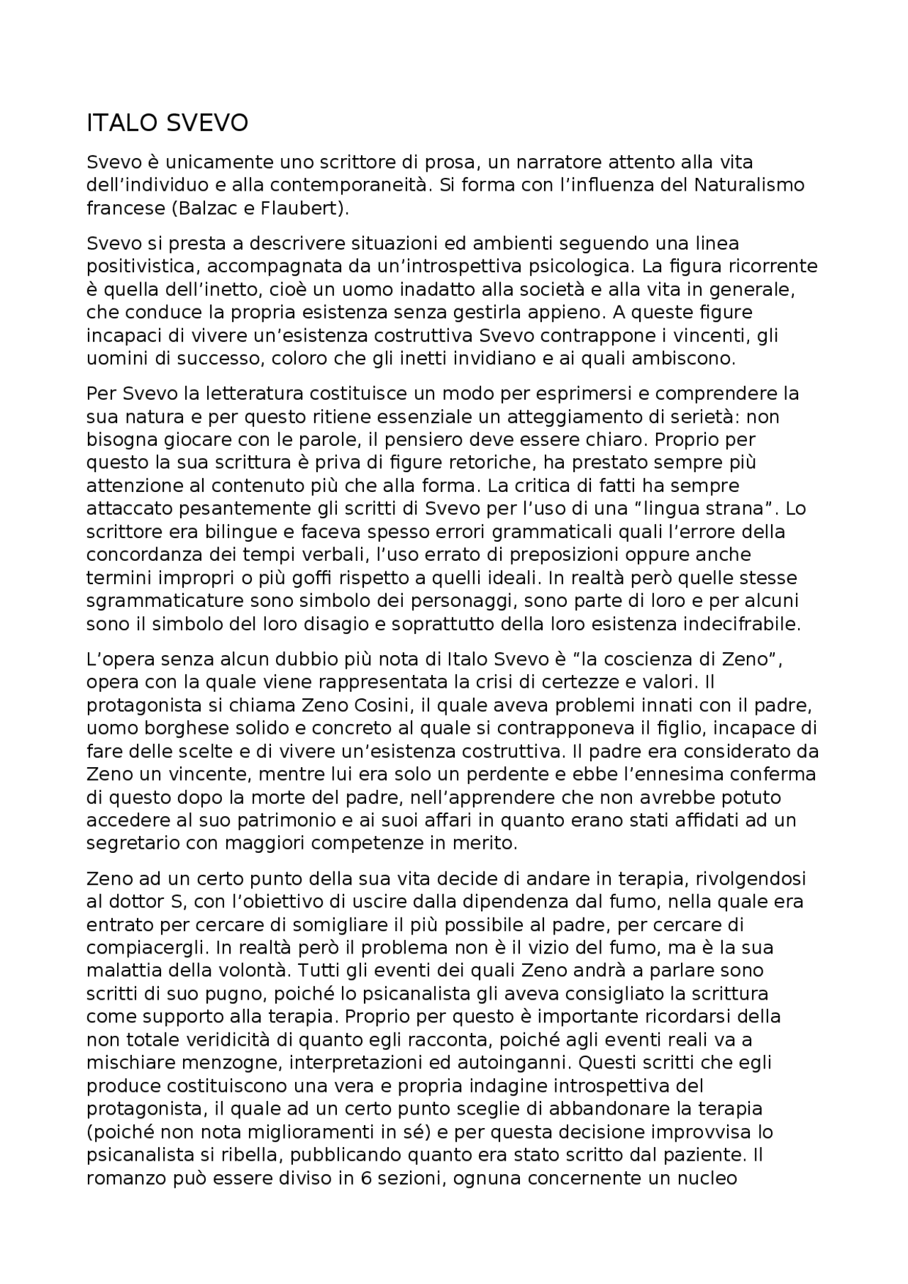 Analisi poetica di Svevo con analisi dei testi Analisi poetica di Svevo con analisi dei testi