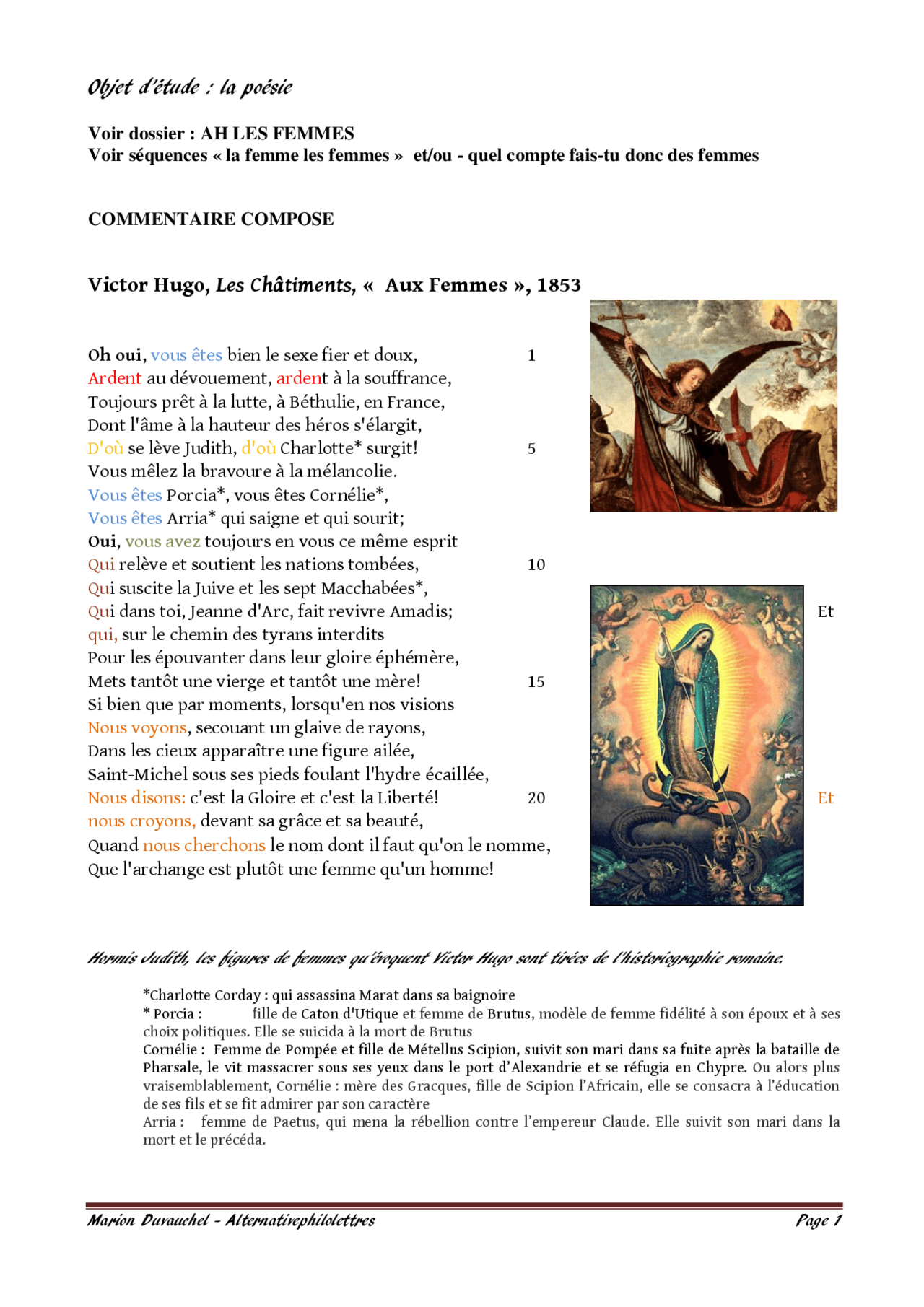 Exemple De Commentaire Composé Corrigé Victor Hugo Pdf Victor Hugo, « Aux Femmes»: commentaire composé | Lectures Littérature |  Docsity