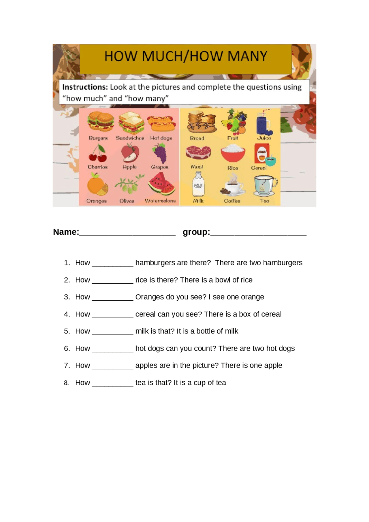 How Much E How Many Examples How Many E How Much Exercícios - RETOEDU