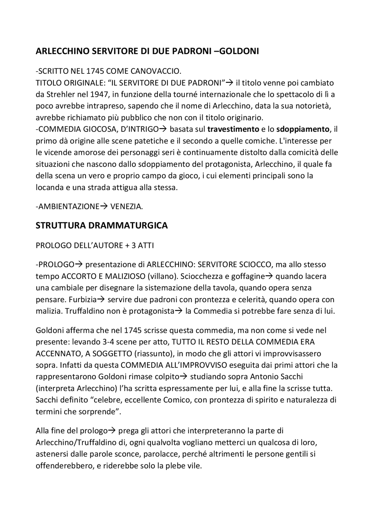 arlecchino servitore di due padroni