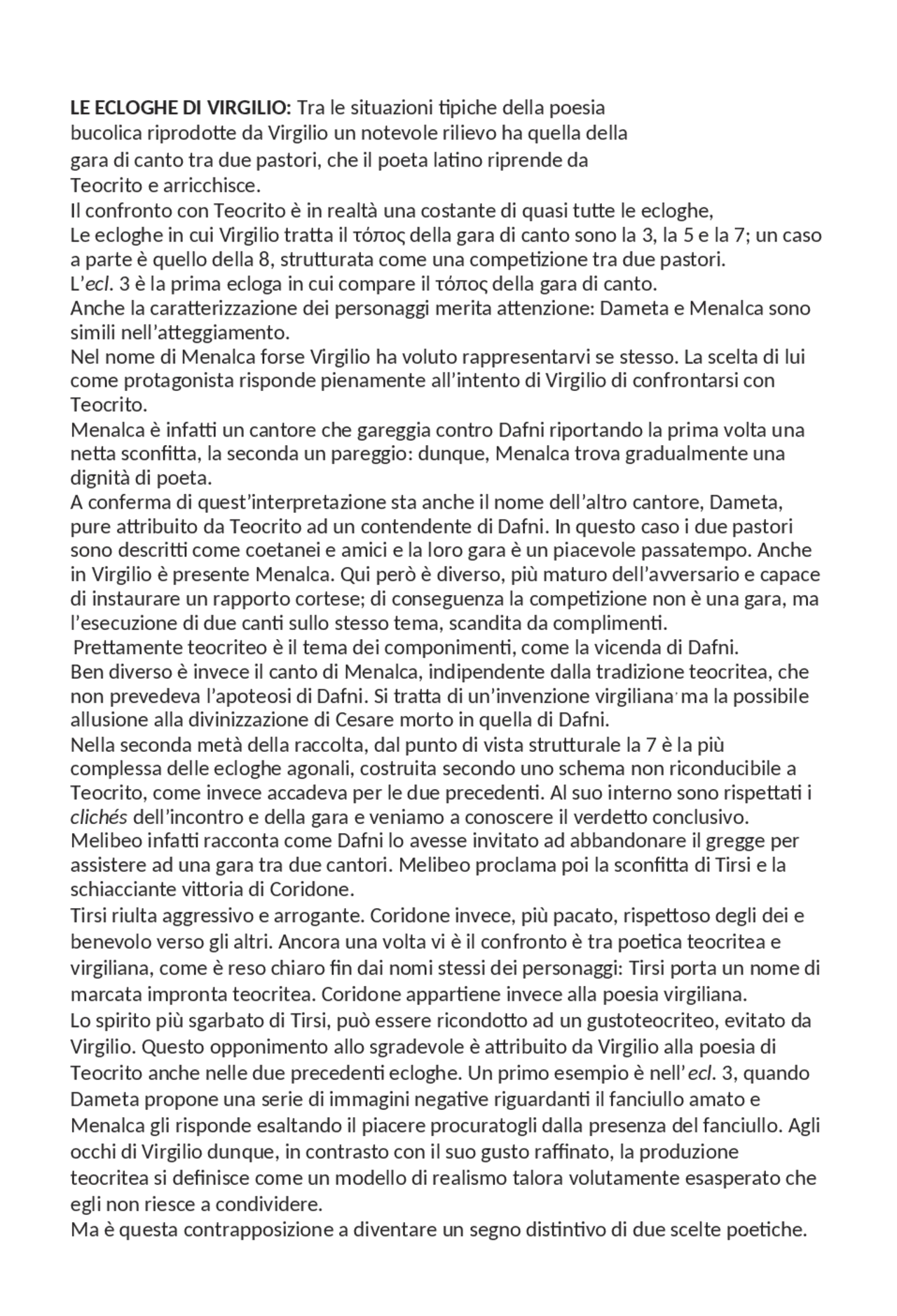 Le ecloghe di Virgilio Docsity