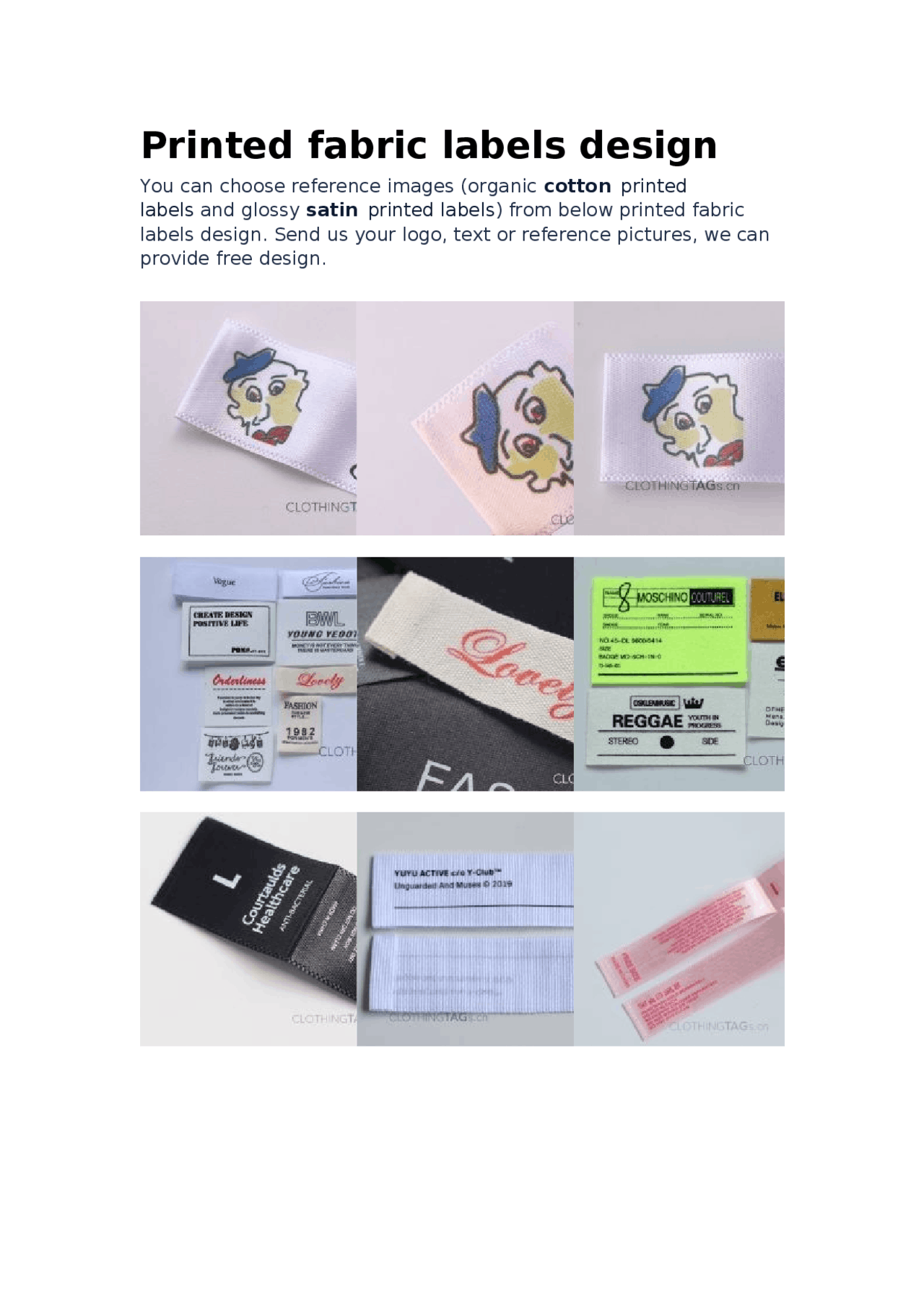 Printed Fabric Labels Design Docsity