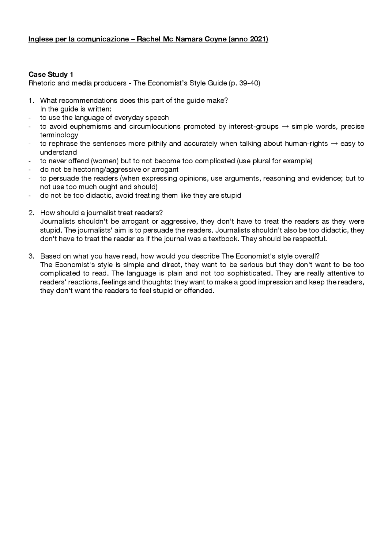 Case Study Inglese per la comunicazione con Rachel Mc Namara Coyne