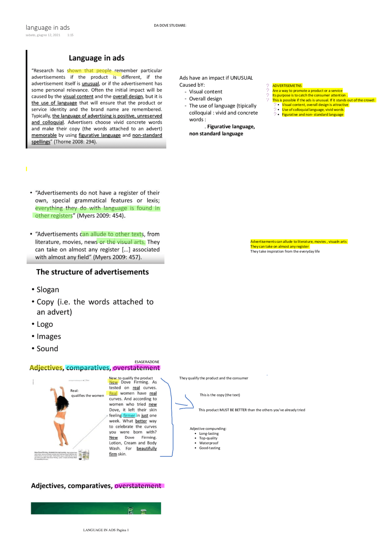 Language in ads + slides - Docsity