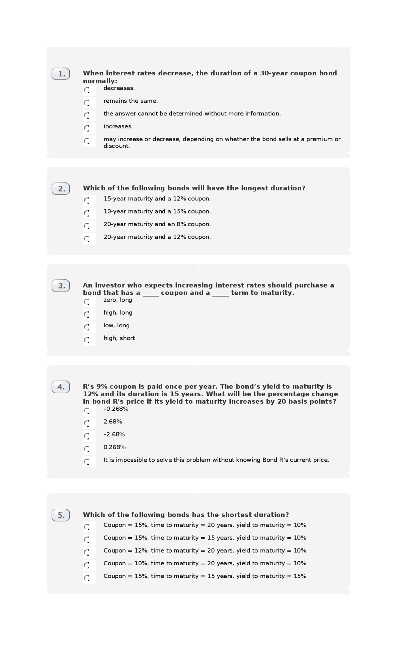 Restructuring Bond Math Interview Questions Bonds, Analysis and Management - Docsity