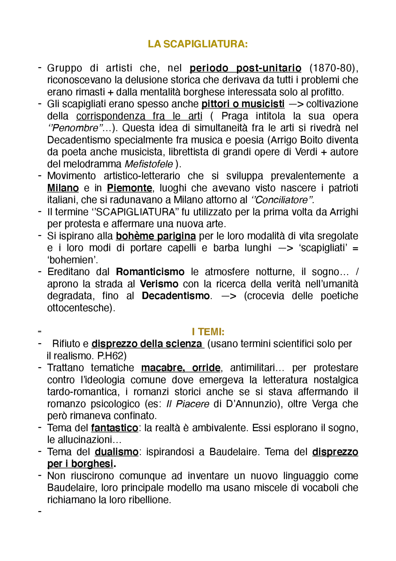 La Scapigliatura italiana Docsity