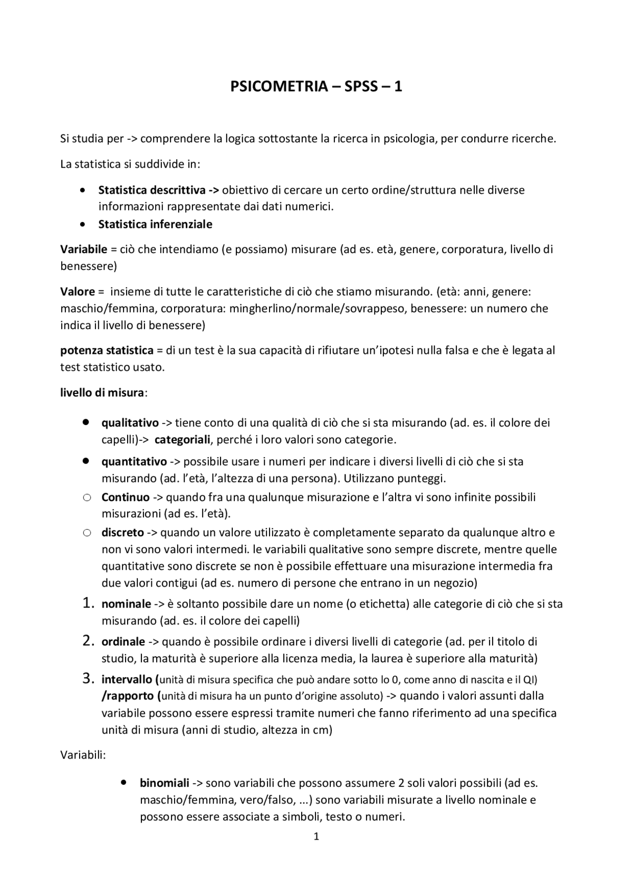 Psicometria - SPSS 1 - Docsity