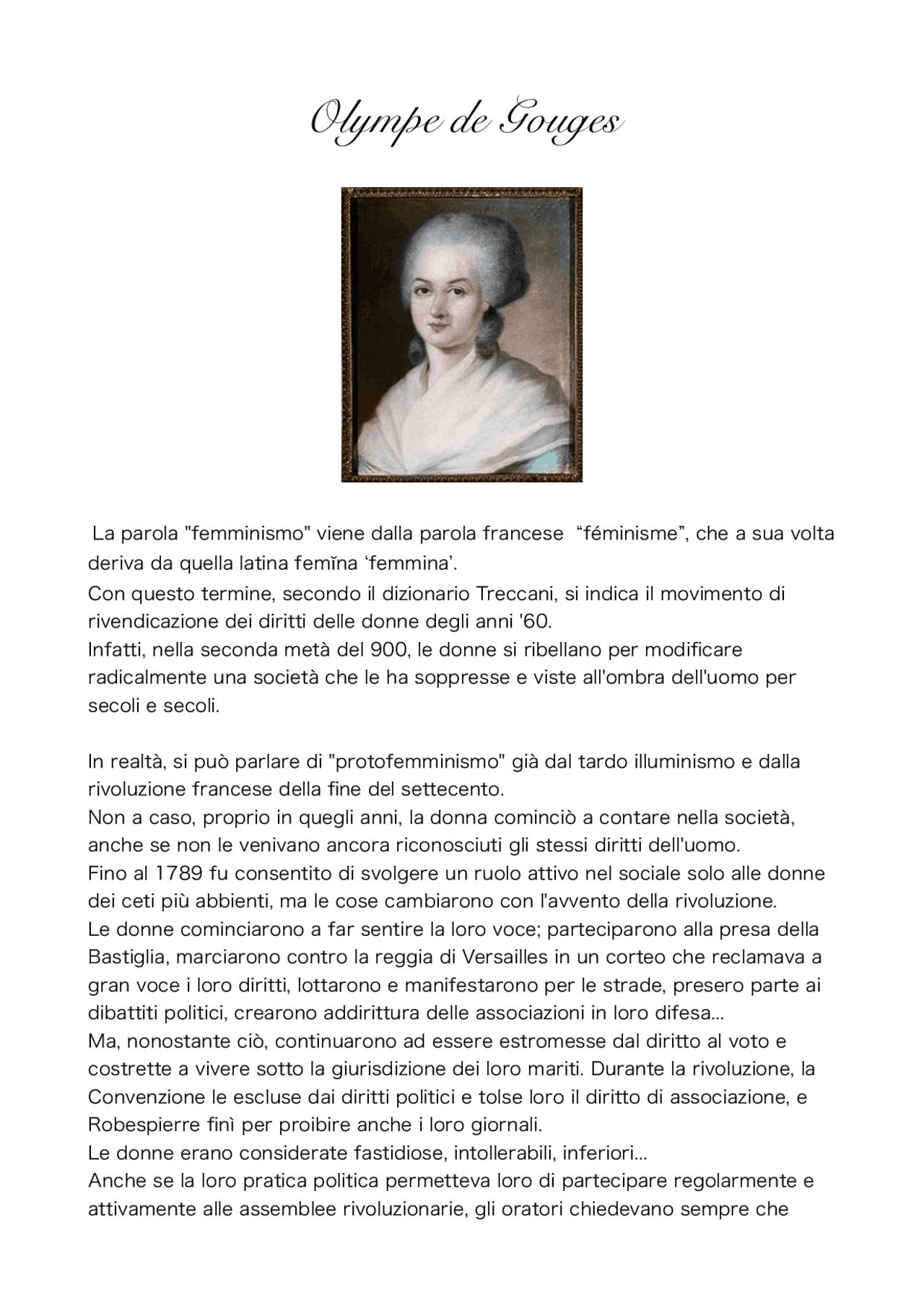 Ricerca su Olympe de Gouges - Docsity