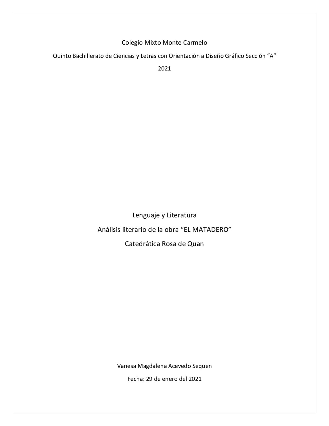Analisis Del Matadero Docsity