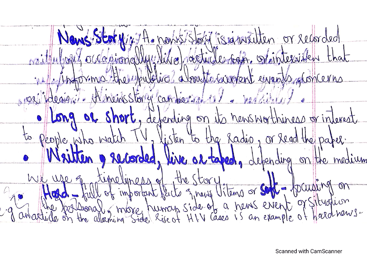 News writing workshop | Study notes Media Writing | Docsity