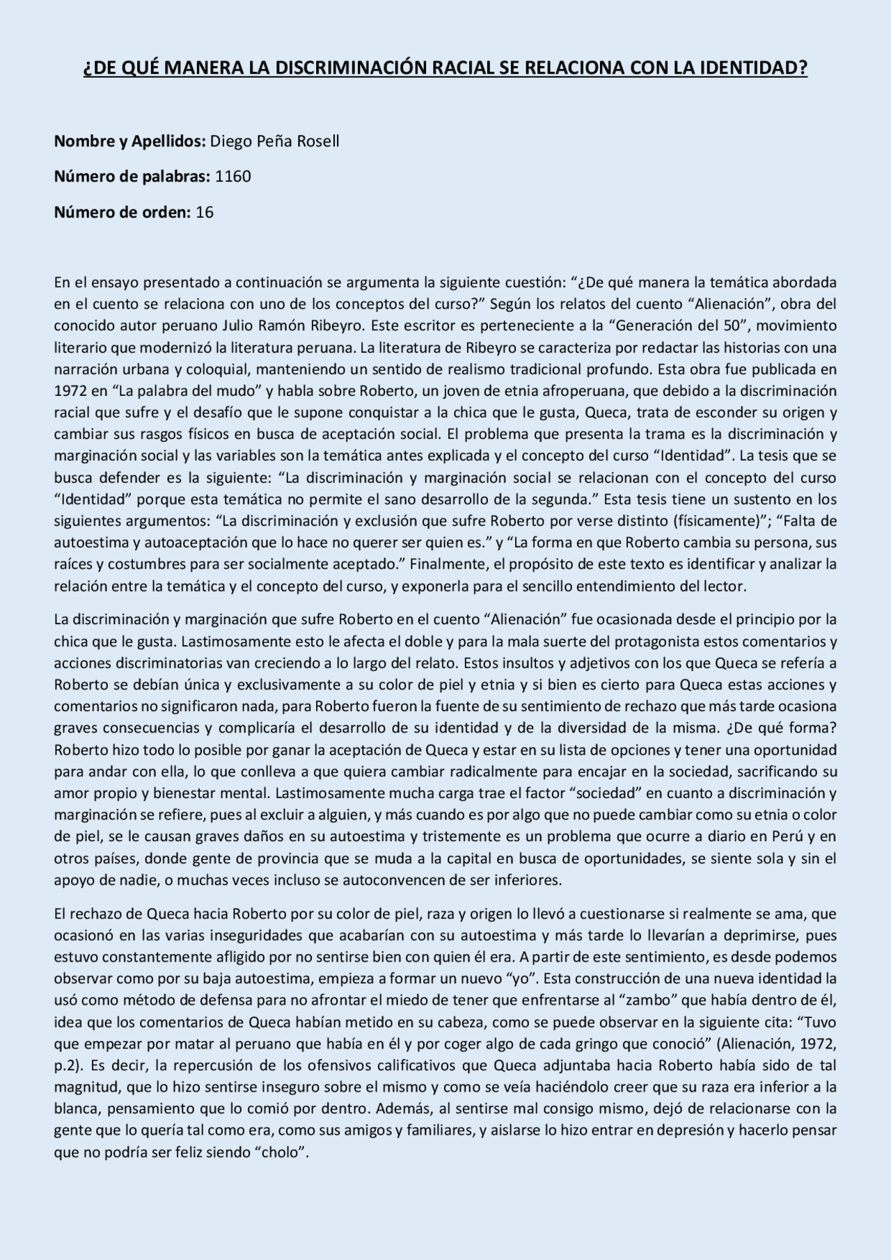Ensayo Alienación Julio Ramón Ribeyro. | Monografías, Ensayos de Lengua ...