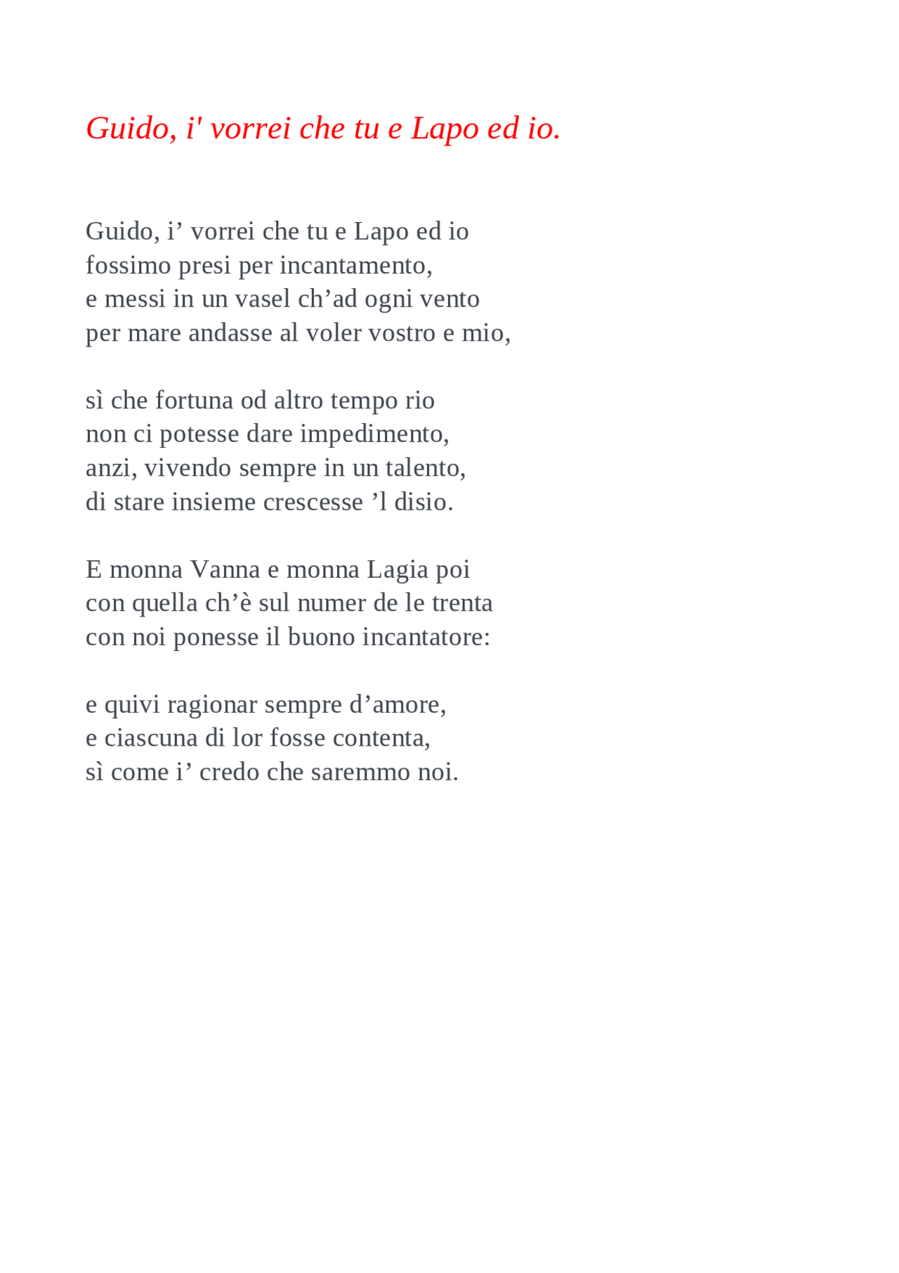 Poesia guido i vorrei che tu e lapo ed io Docsity Poesia guido i vorrei che tu e lapo ed io Docsity