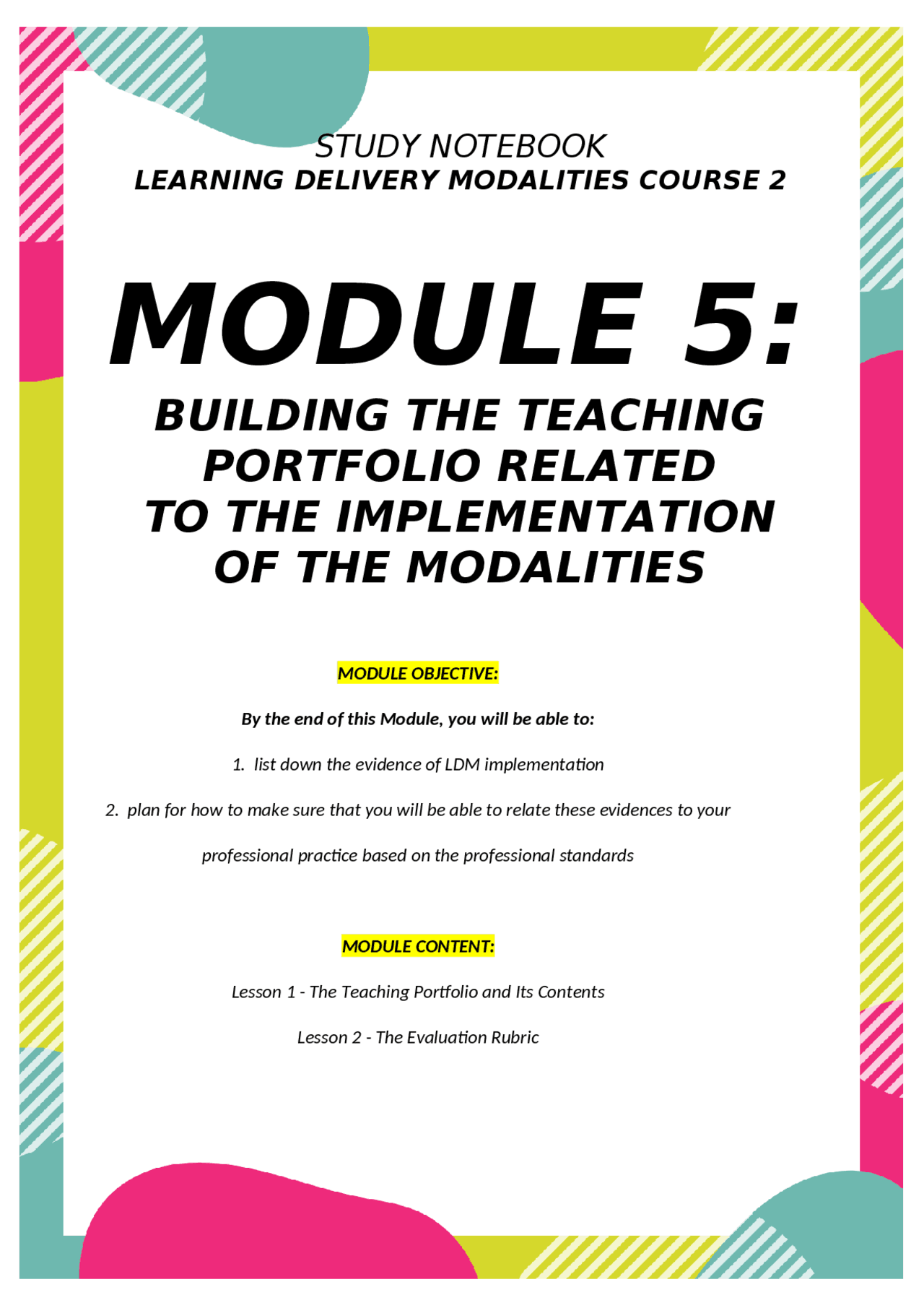 Module Five Study Guide Module 5 Study Notebook.docx - Docsity