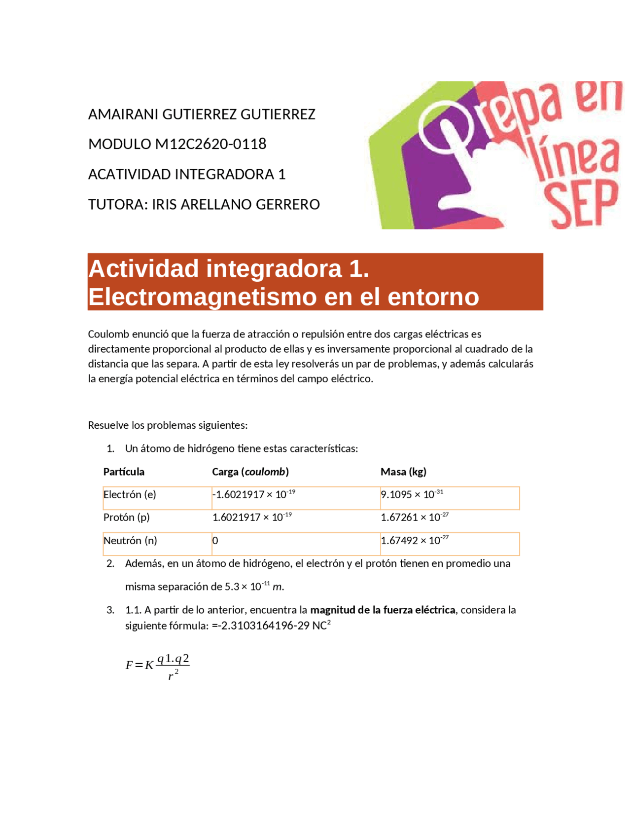 Modulo 12 actividad 1 - Docsity