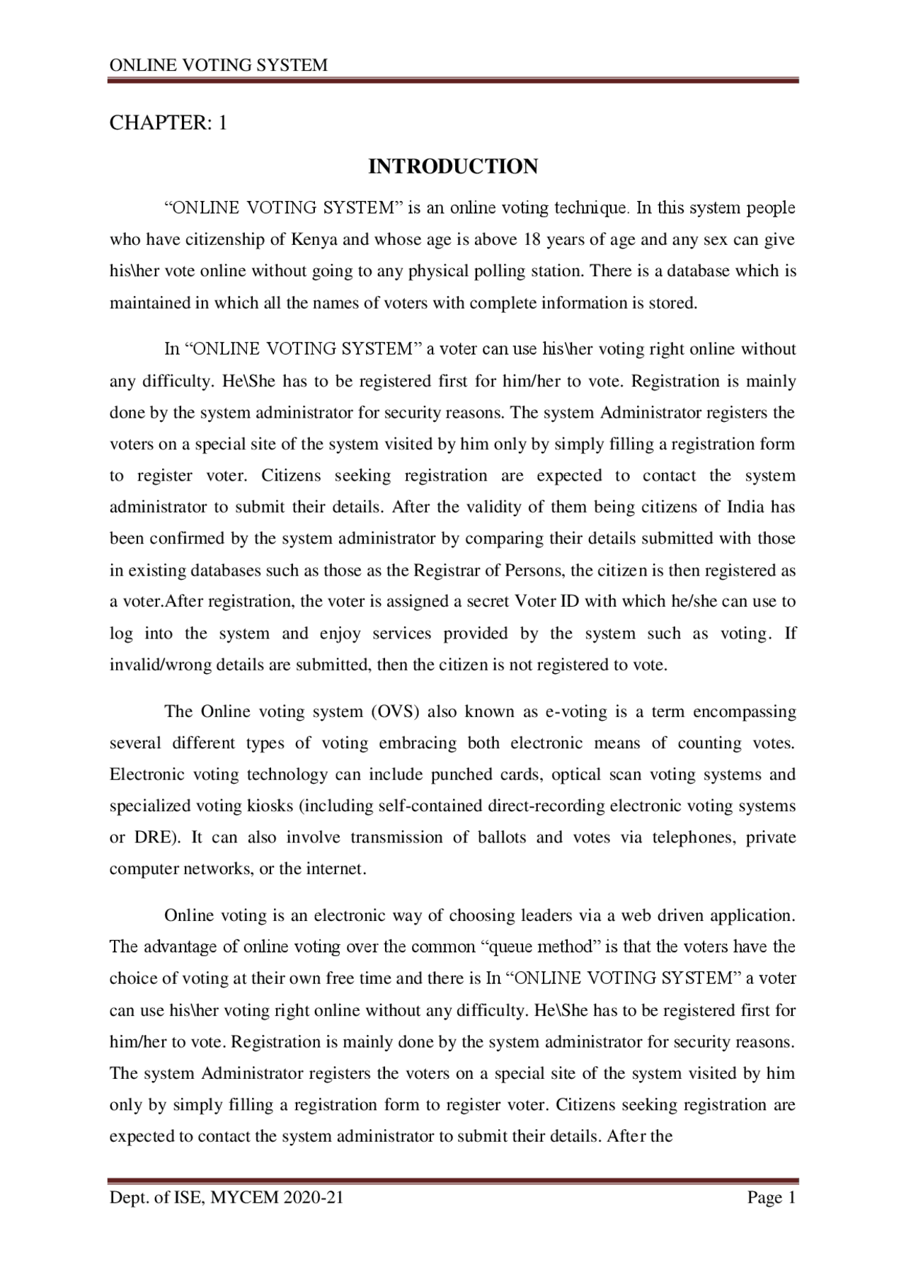 Online voting system - Docsity