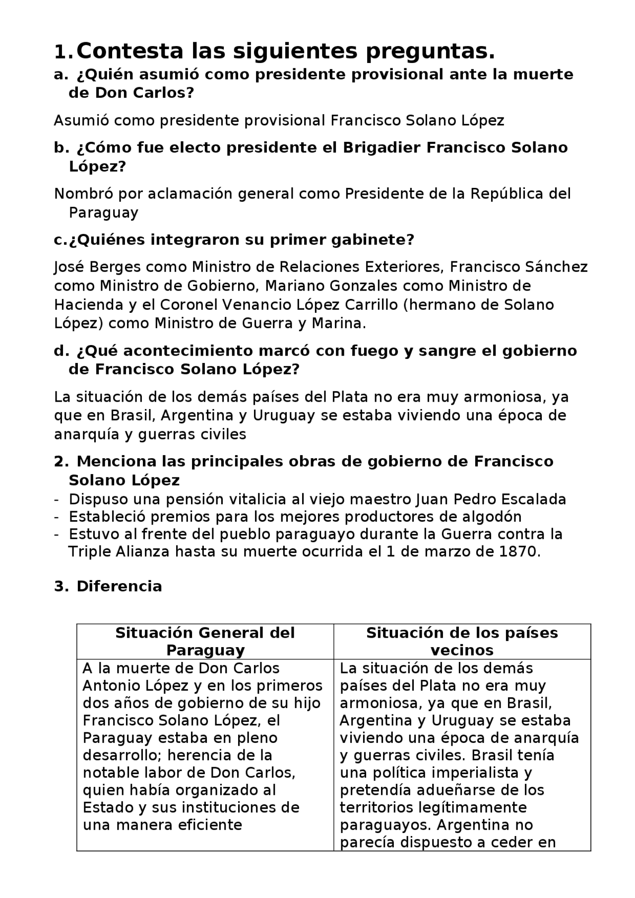 Historia - Hechos y situaciones del Paraguay | Apuntes de Historia | Docsity