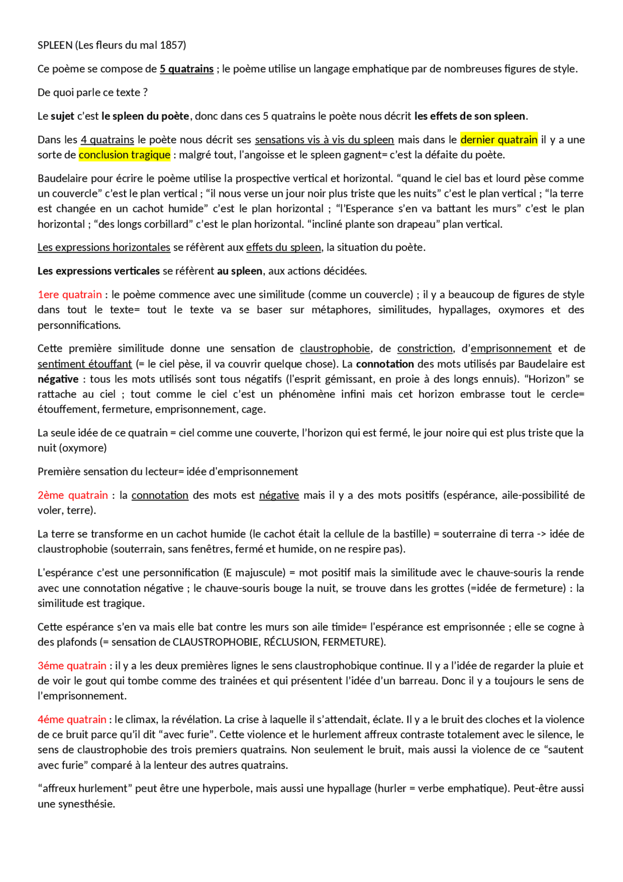 Analisi della poesia "Spleen" di Baudelaire Docsity