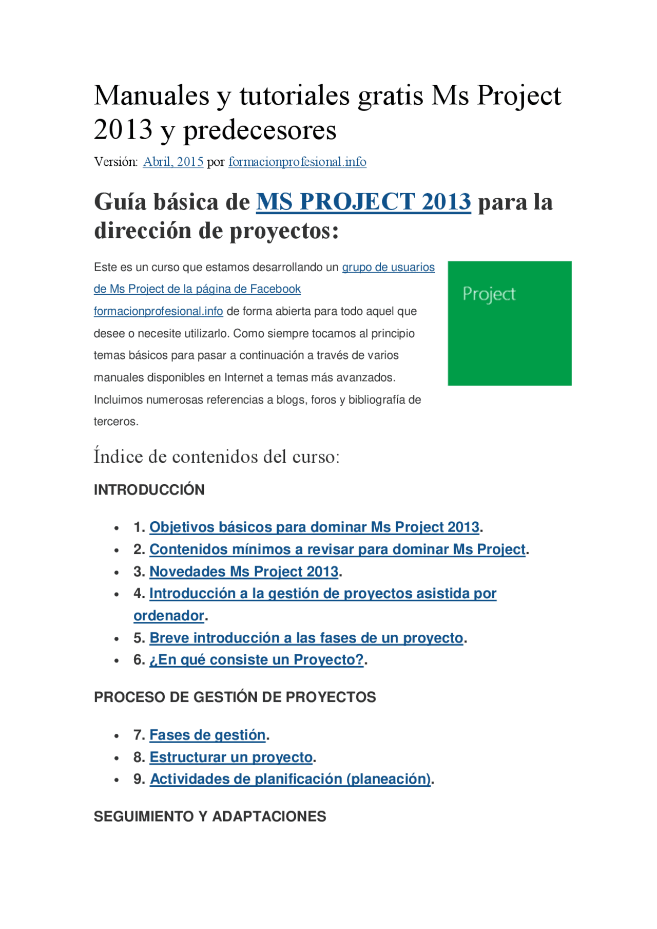 Guia de microsoft project - Docsity