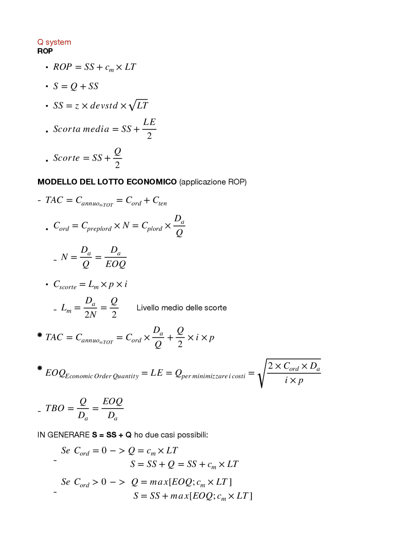 OPLS FORMULARIO COMPLETO | Formulari di Organizzazione Aziendale - Docsity