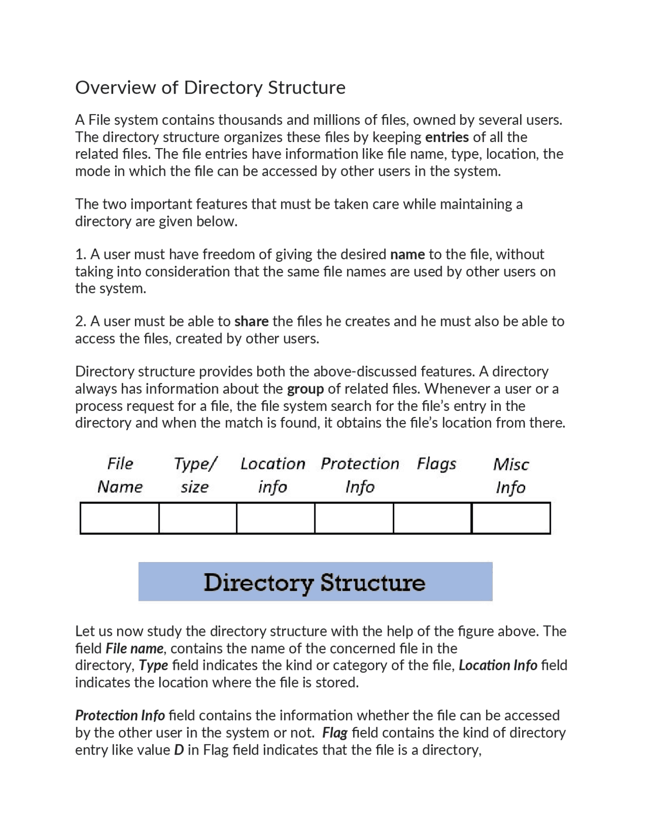 Overview of directory structure - Docsity