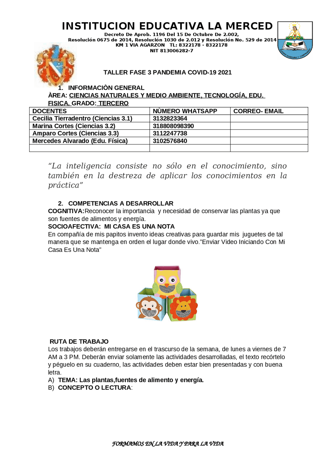 Taller grado quinto ciencias naturales y quimica Ejercicios de