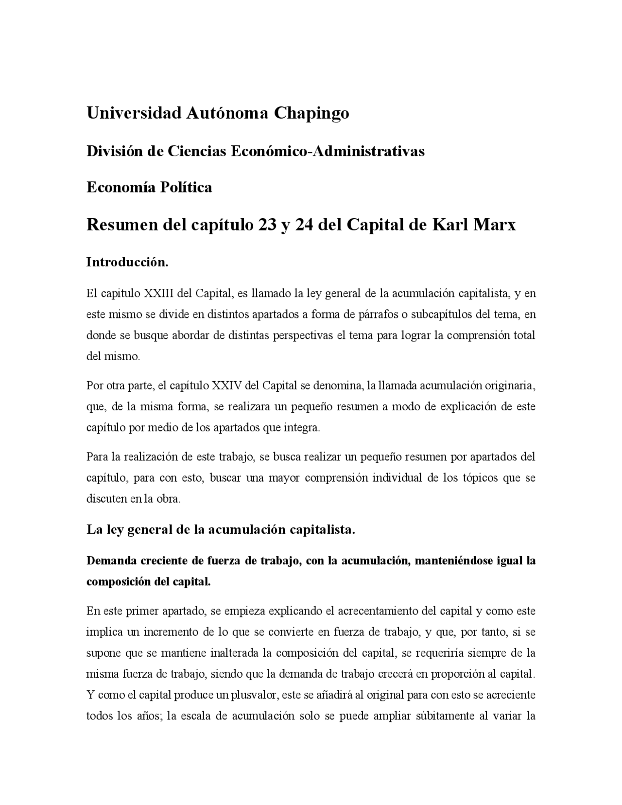 Resumen Capitulos 23 Y 24 Del Capital De Karl Marx Docsity