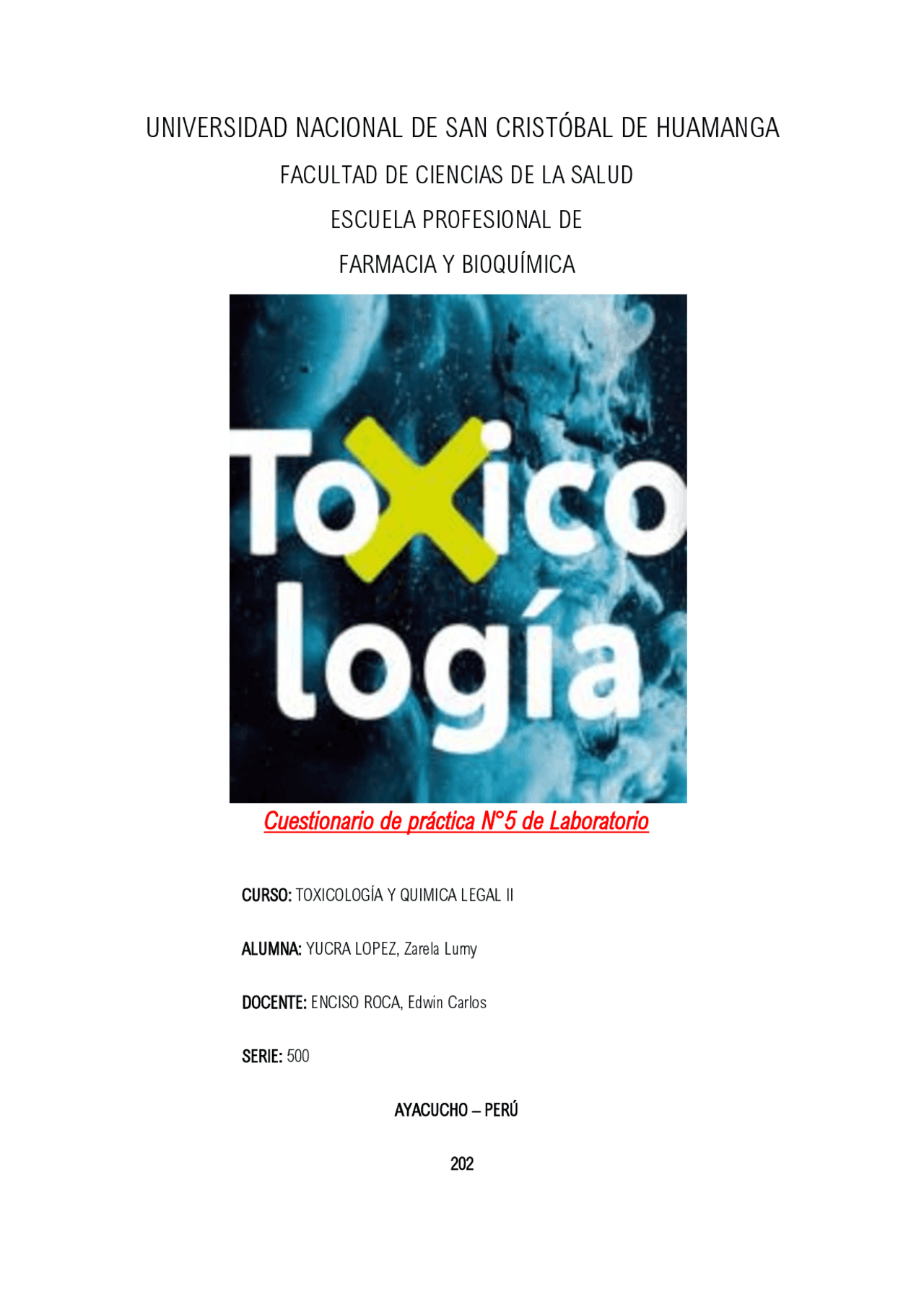 Cuestionario de toxicología - Docsity