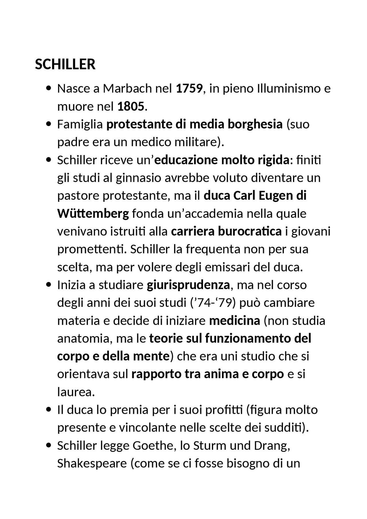 Letteratura tedesca TTMI Schiller Docsity Letteratura tedesca TTMI Schiller Docsity