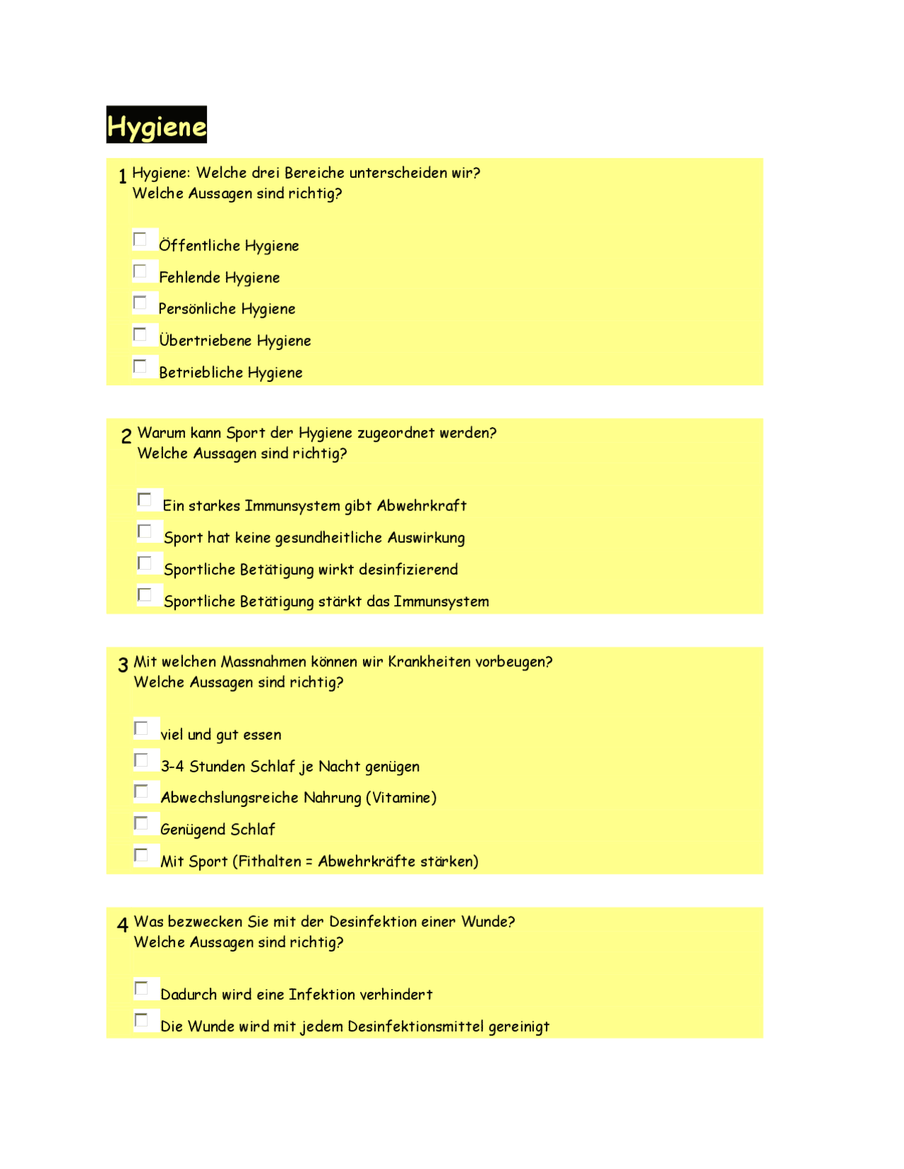 Hygiene Prüfungsfragen Multiple Choice Prüfungen Hygiene Docsity Hygiene Prüfungsfragen Multiple Choice Prüfungen Hygiene Docsity