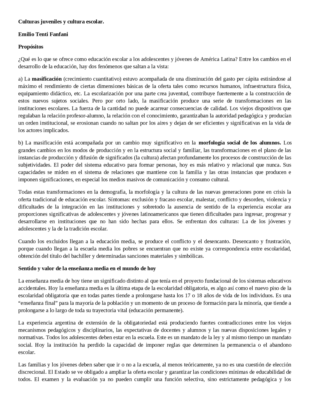 Culturas juveniles y cultura escolar | Apuntes de Pedagogía | Docsity